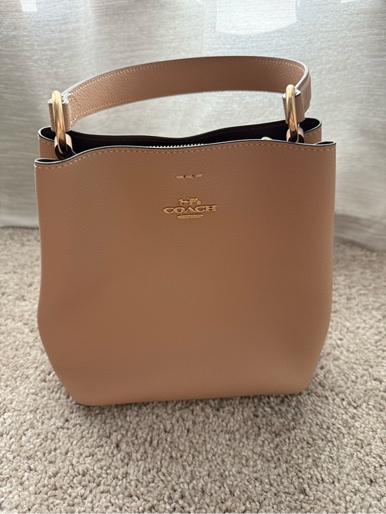 Coach Handbags - Coach Pebble Leather Shoulder Bag in Taupe with Gold Hardware